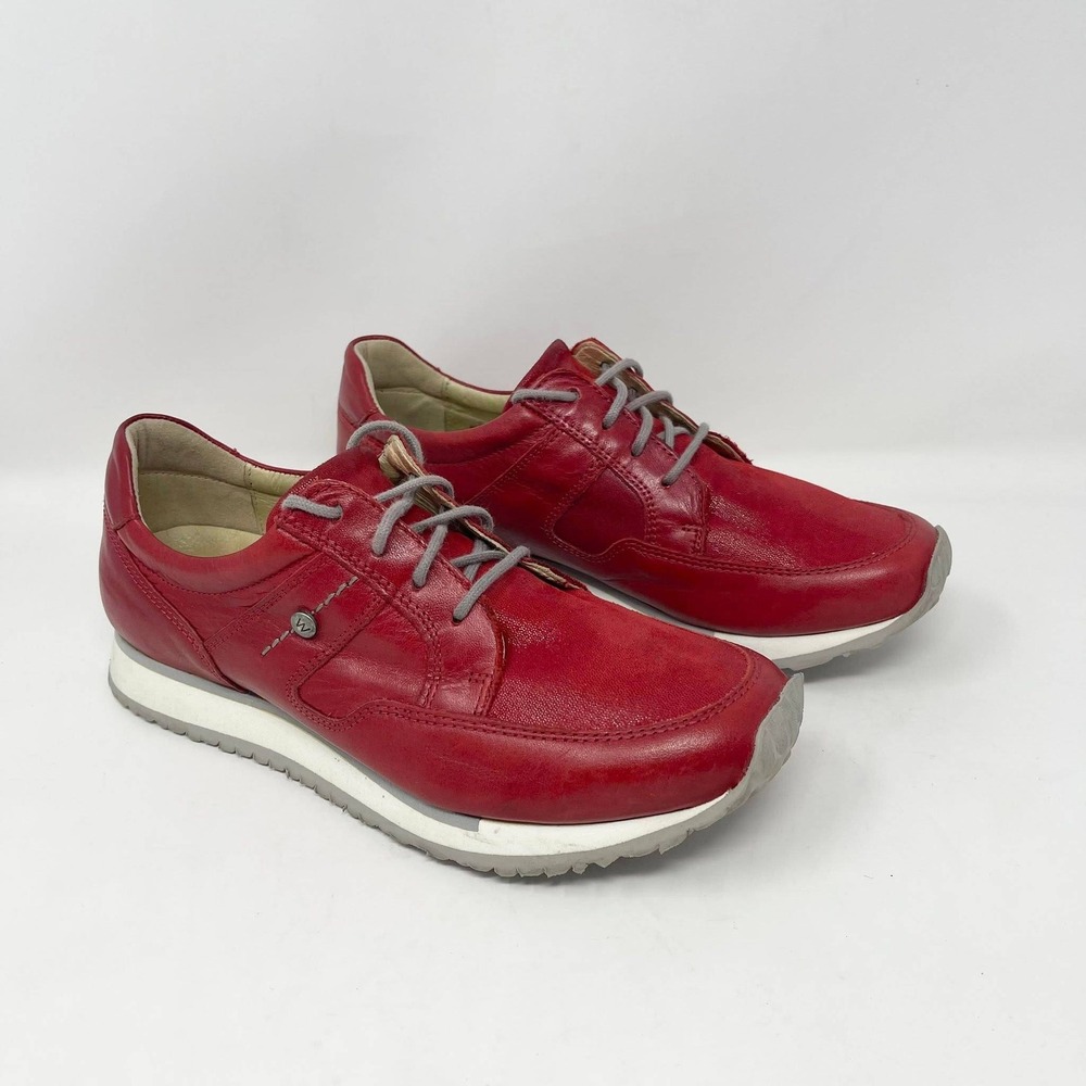 Wolky E-Walk Fashion Sneakers Wms 39 (8-8.5) Red Leather Casual Comfort Shoe